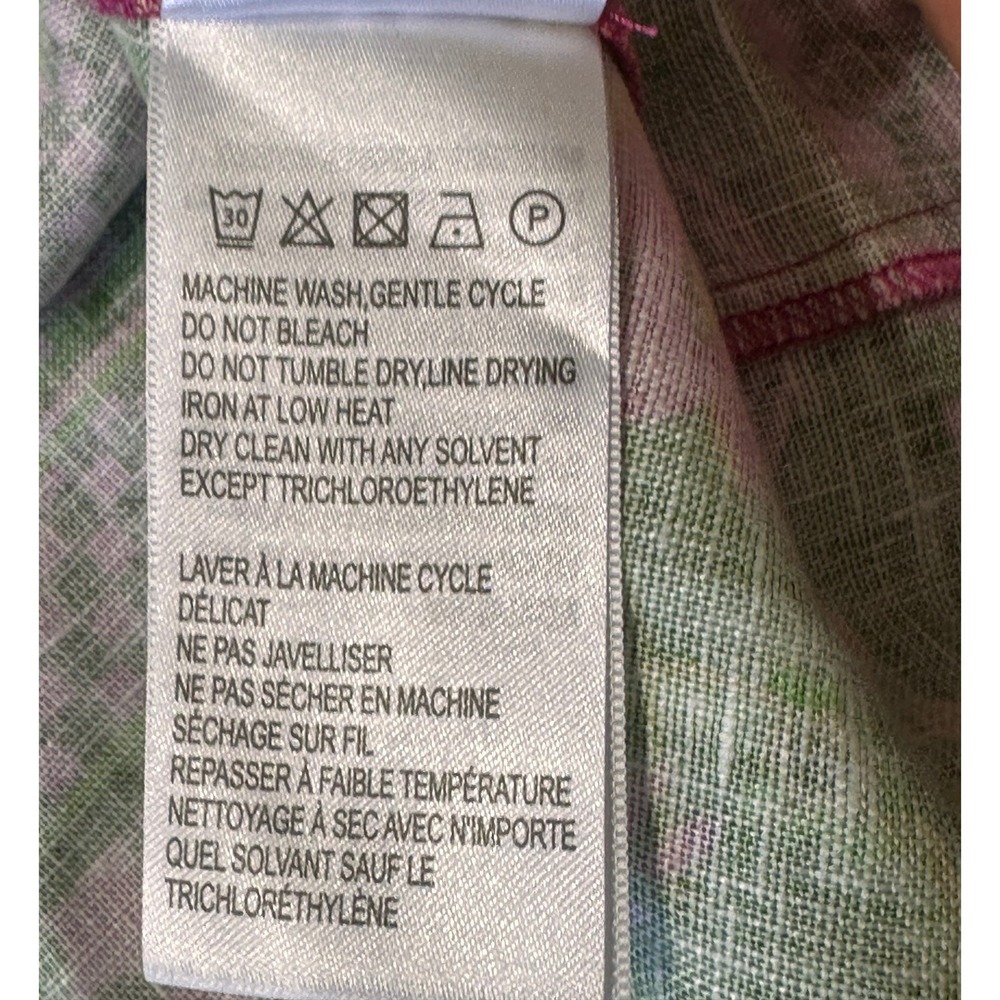 Farm Rio NWT SZ Sm Ana Tie Front Pink Floral Linen Blend Kaftan Midi Dress - Picture 15 of 16